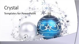  Presentation with silver christmas - Beautiful slide set featuring silver and blue bauble backdrop and a white colored foreground