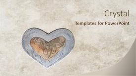  Presentation with tan - Audience pleasing presentation consisting of silver-and-brass-heart backdrop and a lemonade colored foreground