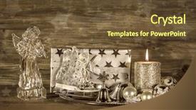 Presentation with christmas angel - Slide deck enhanced with silver and brown christmas decoration with present angel and candle on wooden background background and a tawny brown colored foreground