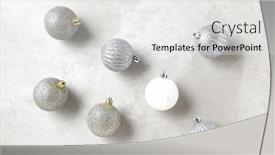  Presentation with gold silver - Beautiful PPT layouts featuring silver-and-gold-christmas-ornaments backdrop and a light gray colored foreground