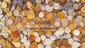  Presentation with silver abstract - Audience pleasing presentation design consisting of silver and gold colors coin backdrop and a coral colored foreground