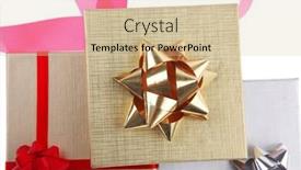  Presentation with pink gold - Cool new presentation theme with silver and gold gift boxes with pink bow isolated over white background backdrop and a soft green colored foreground