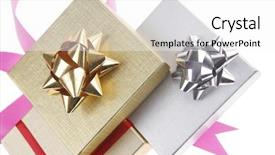  Presentation with pink gold - Theme consisting of silver and gold gift boxes background and a  colored foreground