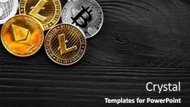  Presentation with ripple - Slide set consisting of silver-and-golden-coins background and a dark gray colored foreground