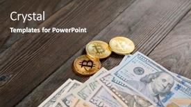  Presentation with bitcoin - Presentation theme consisting of silver-and-golden-coins background and a tawny brown colored foreground