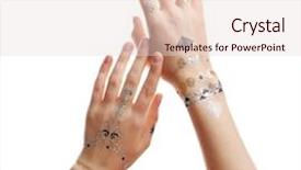  Presentation with flash - PPT layouts having silver and golden flash tattoo on female hands over white background background and a lemonade colored foreground
