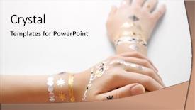  Presentation with flash - Theme consisting of silver and golden flash tattoo background and a white colored foreground