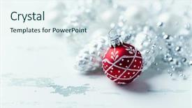  Presentation with silver christmas - Presentation theme having silver and red christmas balls background and a sky blue colored foreground