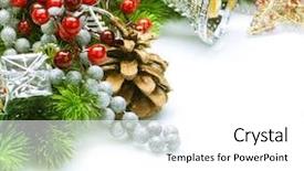  Presentation with silver christmas - Beautiful PPT theme featuring silver bells - christmas border backdrop and a  colored foreground