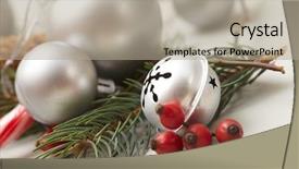  Presentation with silver christmas - Presentation design enhanced with silver bells - christmas decoration background and a light gray colored foreground