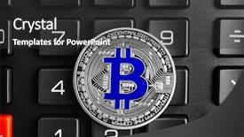  Presentation with bitcoin - Slides featuring silver bitcoin on calculator background and a dark gray colored foreground
