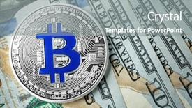  Presentation with 20 dollar bill - PPT layouts consisting of silver bitcoin on dollar bills background and a gray colored foreground