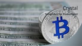  Presentation with floating dollar bills - Beautiful slides featuring silver bitcoin on dollar bills backdrop and a  colored foreground