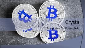  Presentation with bitcoins - Slide deck having silver bitcoins on dark grey background and a  colored foreground