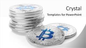  Presentation with bitcoins - Slide set consisting of silver bitcoins on white background background and a white colored foreground