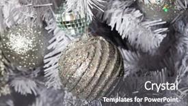  Presentation with christmas tree - Slide deck featuring silver blackchristmas background presents - christmas tree decoration close up background and a  colored foreground