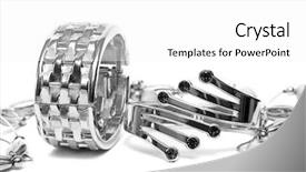  Presentation with silver - PPT layouts with silver bracelets with beads isolated background and a white colored foreground