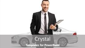  Presentation with black man - Colorful presentation enhanced with silver-car-and-a-man backdrop and a gray colored foreground