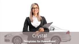  Presentation with formal - Presentation theme with silver-car-behind-a-woman background and a gray colored foreground