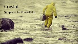  Presentation with case - Theme having silver case walking in water background and a mint green colored foreground