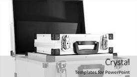  Presentation with cases - Slide deck consisting of silver cases isolated on white background and a light gray colored foreground