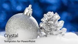  Presentation with pine cone - PPT layouts consisting of silver christmas background with christmas ball and pine cone background and a light gray colored foreground