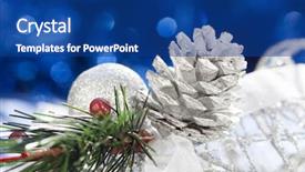  Presentation with pine cone - Audience pleasing presentation theme consisting of silver christmas background with christmas ball and pine cone backdrop and a ocean colored foreground