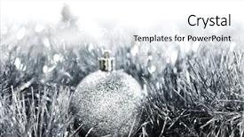  Presentation with christmas silver blue turquoise baubles - Audience pleasing slide deck consisting of silver christmas ball on christmas backdrop and a  colored foreground