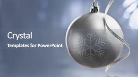  Presentation with christmas silver blue turquoise baubles - PPT theme with silver christmas ball over blue background and a  colored foreground
