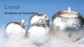  Presentation with candle christmas - PPT layouts enhanced with silver christmas balls and candle background and a light blue colored foreground