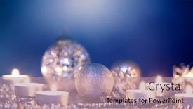  Presentation with sparkling lights - PPT theme featuring silver-christmas-balls-over-sparkling background and a coral colored foreground