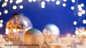  Presentation with silver christmas - Audience pleasing presentation design consisting of silver-christmas-balls-over-sparkling backdrop and a coral colored foreground