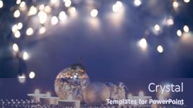  Presentation with sparkling lights - Presentation theme having silver-christmas-balls-over-sparkling background and a ocean colored foreground
