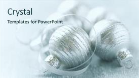  Presentation with silver christmas - Colorful PPT layouts enhanced with silver christmas balls with ribbon backdrop and a sky blue colored foreground