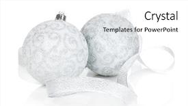  Presentation with christmas silver blue turquoise baubles - Amazing theme having silver christmas baubles with ribbon backdrop and a white colored foreground