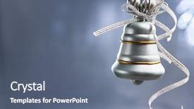  Presentation with silver christmas - Beautiful presentation theme featuring silver christmas bell over bluish backdrop and a ocean colored foreground