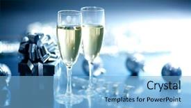  Presentation with silver christmas - Cool new PPT theme with silver christmas card backdrop and a light blue colored foreground