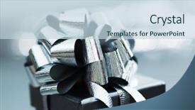  Presentation with silver christmas - Slides consisting of silver christmas gift background and a sky blue colored foreground