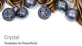  Presentation with silver christmas - Amazing PPT theme having silver-christmas-toys backdrop and a white colored foreground