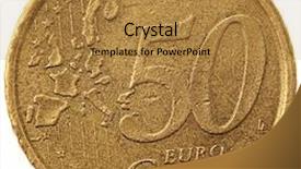  Presentation with value gold euro - PPT theme consisting of silver coins - 50 euro cent on white background and a gold colored foreground
