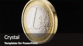  Presentation with euro - Presentation theme having silver coins - one euro coin isolated background and a black colored foreground