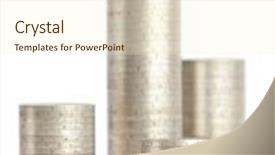  Presentation with profit - Beautiful theme featuring set business straight lines - silver coins are erected vertically backdrop and a cream colored foreground