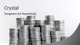  Presentation with silver - Cool new slides with silver coins in high stacks backdrop and a white colored foreground