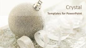  Presentation with shiny - Cool new PPT theme with silver-curly-ribbon-with-decorative backdrop and a cream colored foreground