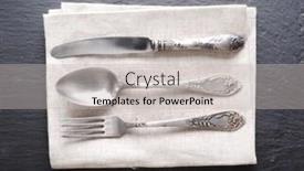  Presentation with dark grey - Presentation design featuring silver cutlery on a dark grey background background and a light gray colored foreground