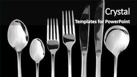  Presentation with knives - Beautiful slides featuring silver cutlery on black background knives forks and spoons backdrop and a black colored foreground