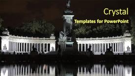  Presentation with illumination - Presentation theme with silver fires of celebratory illumination of a colonnade in the madrid park background and a wine colored foreground