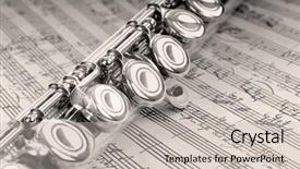  Presentation with music instrument - Presentation theme enhanced with silver flute instrument resting background and a light gray colored foreground