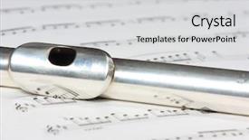  Presentation with music score - Audience pleasing presentation consisting of silver flute instrument resting on a music score backdrop and a light gray colored foreground
