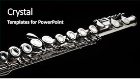  Presentation with flute - Audience pleasing PPT theme consisting of silver flute over black backdrop and a black colored foreground